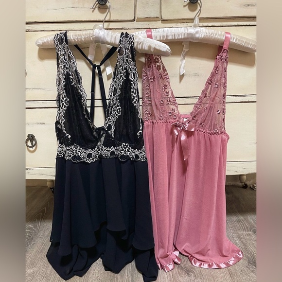 Sale! Black and Pink Lace Nightgowns - Picture 2 of 5